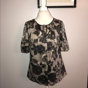 Talbots 10 gray blouse floral women’s